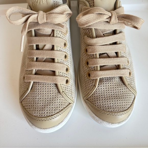 Camper Uno Perforated Suede Low Top Sneakers - Beige Tan, Size 38 - Picture 10 of 17